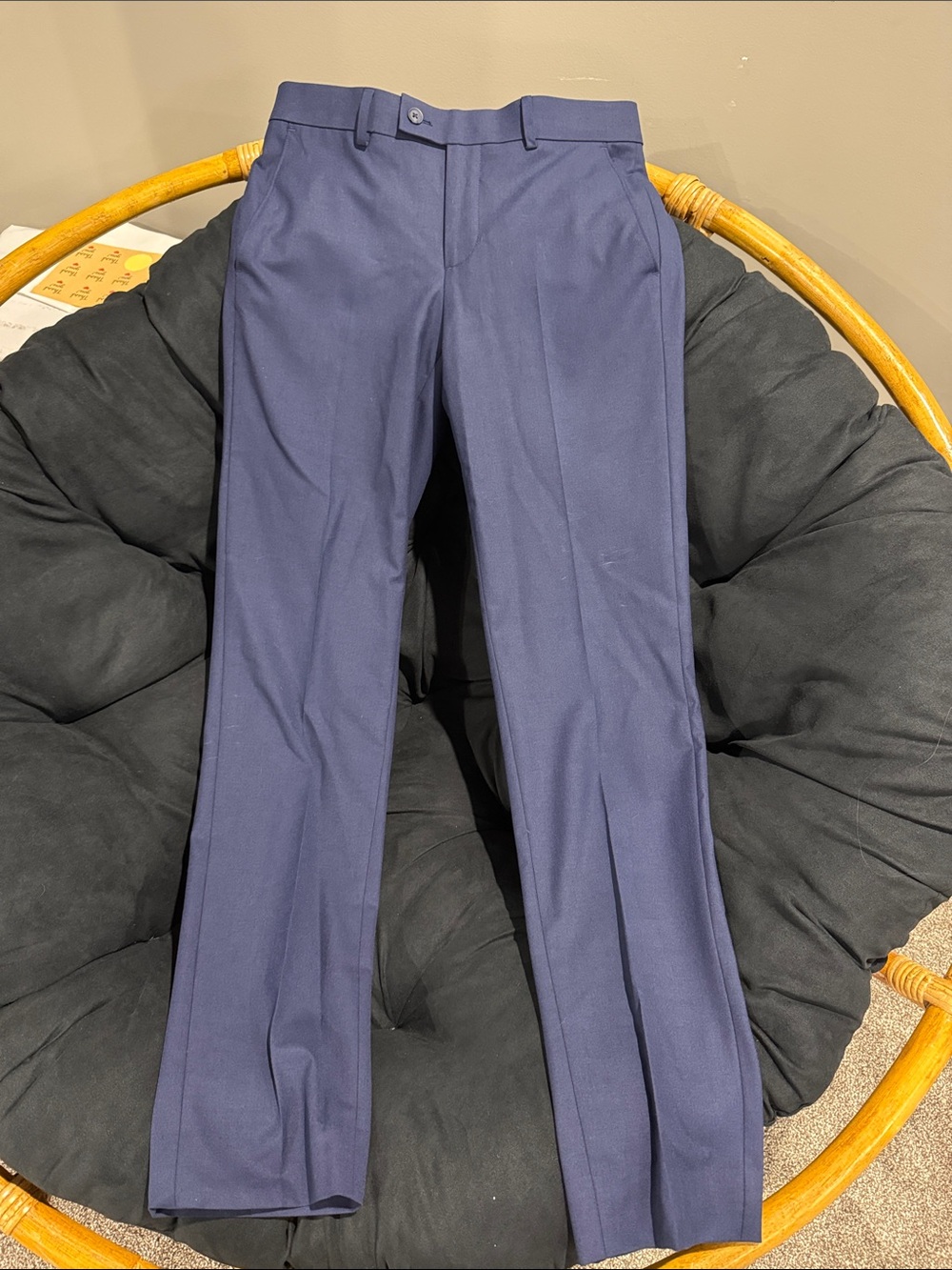 Egara Men's Navy Flat-Front Dress Pants
